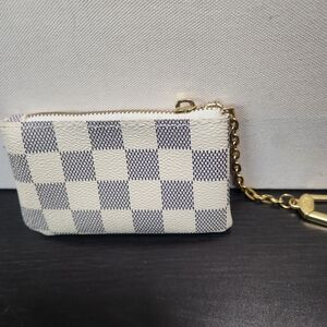 Louis Vuitton Blue and Cream Checkered Key Pouch